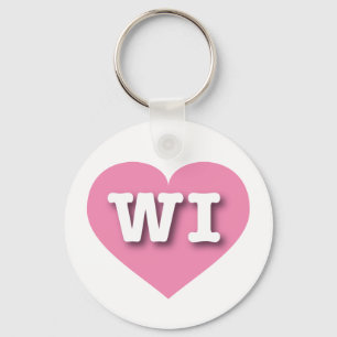 Porte-clés Wisconsin Coeur rose - J'aime WI