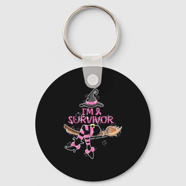Porte-clés Witch Im A Survivor Halloween Breast Cancer Awaren (Recto)