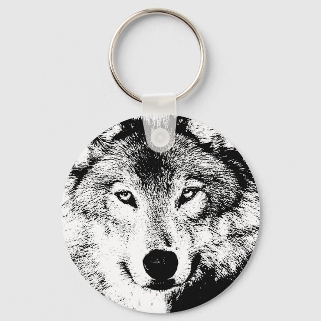 Porte-clés Wolf - Black & White Creative Enk Porte - clé (Recto)