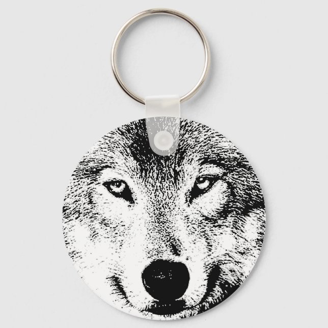 Porte-clés Wolf Oeil noir blanc créatif Encre Porte - clé (Recto)