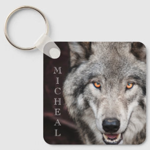Porte-clés Wolf Photo Nom personnalisé