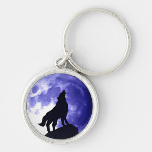 Porte-clés Wolf Silhouette & Pleine lune