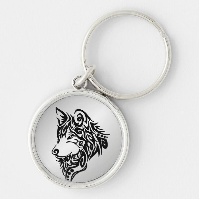 Porte-clés Wolf tribal noir (Devant)
