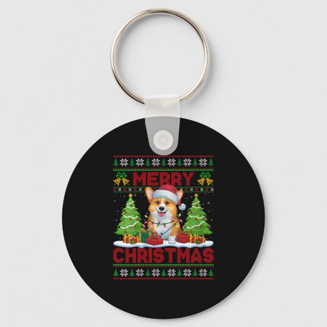 Porte-clés Womens Corgi Ugly Christmas Sweaters Funny Pet Dog (Recto)
