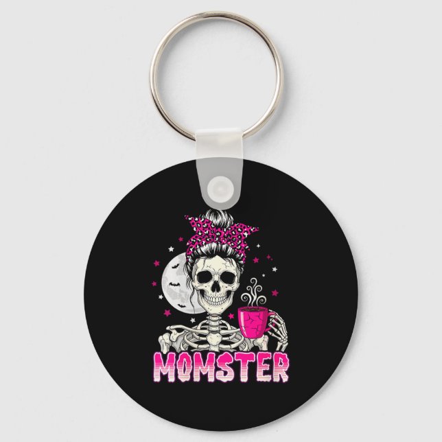 Porte-clés Womens Momster Skull Mom Coffee Lover Halloween Me (Recto)