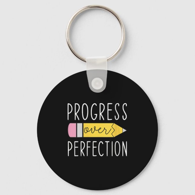 Porte-clés Womens Progress Over Perfection Motivational Teach (Recto)
