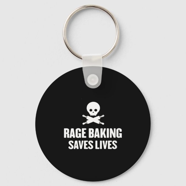 Porte-clés Womens Rage Baking Saves Live Skull Funny Baker Co (Recto)