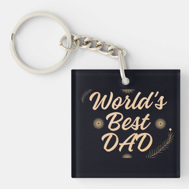 Porte-clés World's Best Dad  Simple Typography Fathers (Devant)