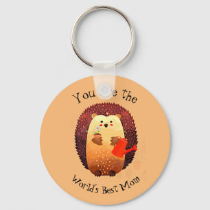 Porte-clés World's Best Mom Mother Quote Hedgehog Gardening