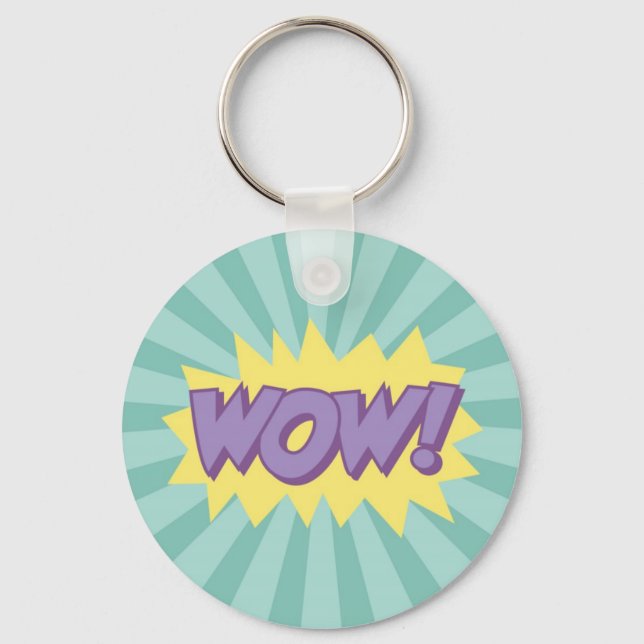Porte-clés WOW, effet de style de bande dessinée (Recto)