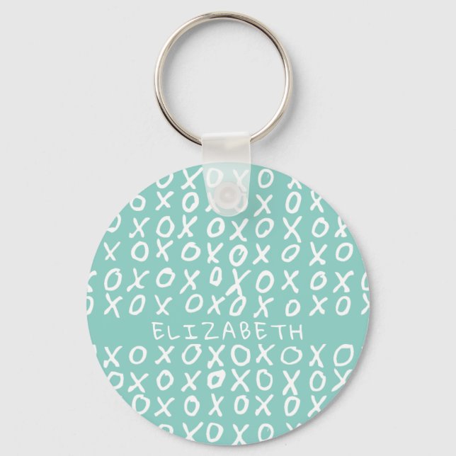 Porte-clés X et O personnalisés sur riptide turquoise (Recto)