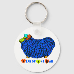 Porte-clés Year of the Ram Sheep or Goat Blue Keychain
