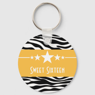 Porte-clés Yellow Stars Zebra Print Sweet 16 Porte - clé
