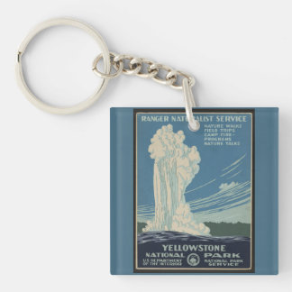 Porte-clés Yellowstone Old Faithouse Poster vintage de parc
