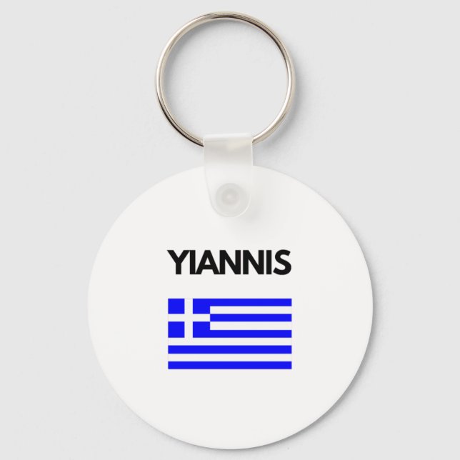 Porte-clés Yiannis Nom grec avec Drapeau grec (Recto)