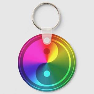Porte-clés Yin spirituel Yang - conception d'arc-en-ciel