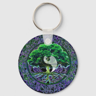 Porte-clés Yin Yang avec l'arbre de vie