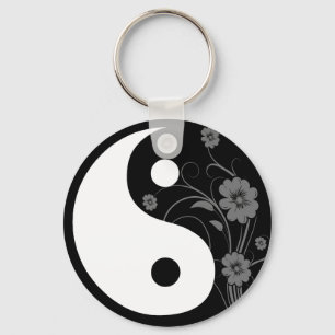 Porte-clés Yin Yang Black Floral Porte - clé