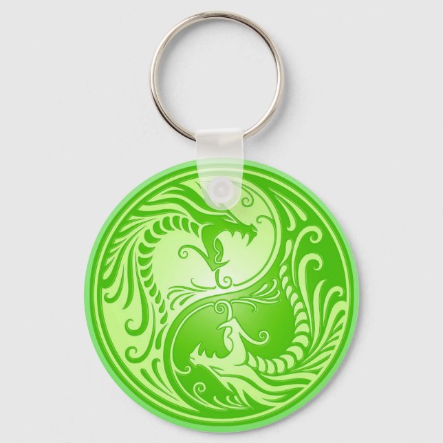 Porte-clés Yin Yang Dragons, vert clair (Recto)