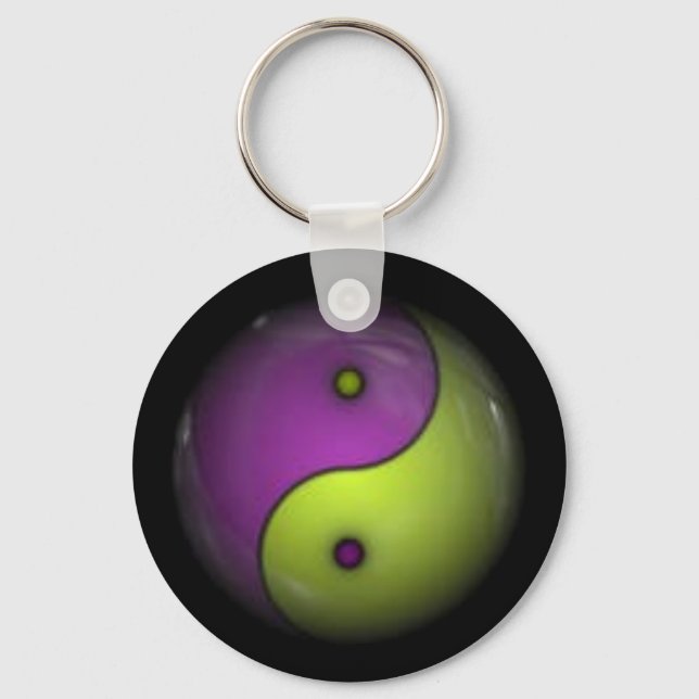 Porte-clés yin yang violet vert (Recto)