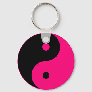Porte-clés Yin Yang Ying signe taoïste chinois Taijitu rose