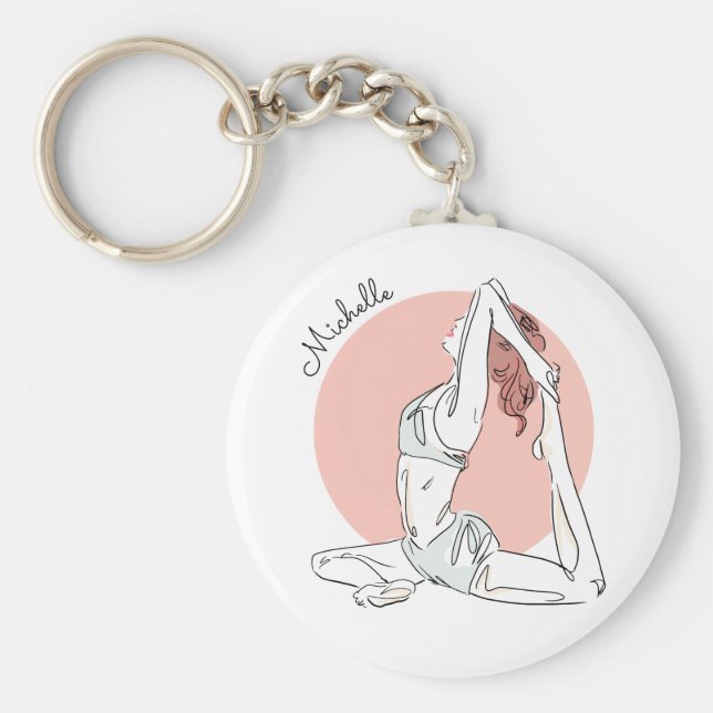 Porte-clés Yoga Femme nom personnalisé porte - clés (Devant)