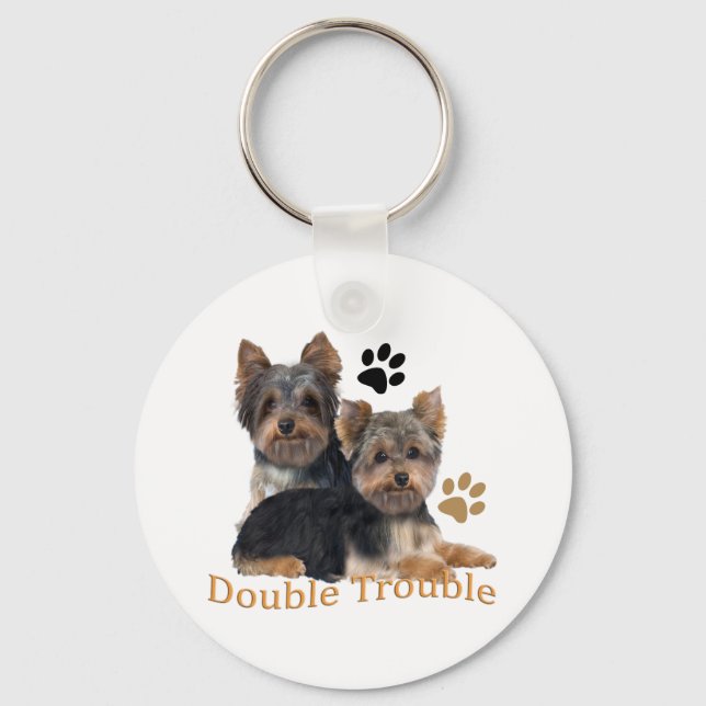 Porte-clés Yorkshire Terrier Double Trouble Cadeaux (Recto)