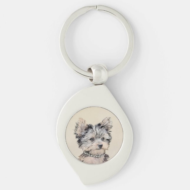 Porte-clés Yorkshire Terrier Puppy Peinture Chien original (Devant)