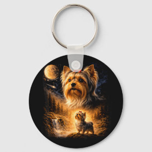 Porte-clés Yorkshire Terrier vintage des années 90 hurle à la