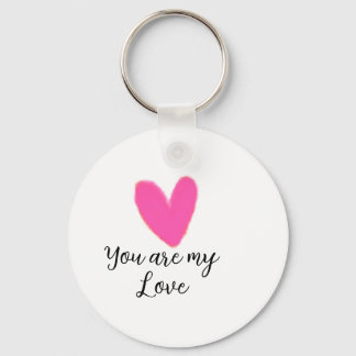 Porte-clés you are my love pink red heart watercolor kidretro