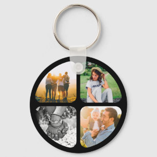 Porte-clés Your 4 Photos Round Keychain