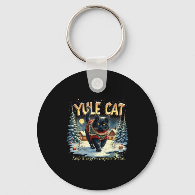 Porte-clés Yule Cat Keep It Cozy Funny Winter Quote  (Recto)