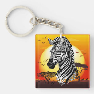 Porte-clés Zebra African Savanna Wild Animal