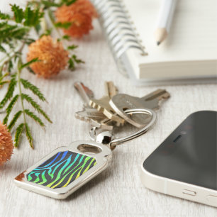 Porte-clés Zebra Black et Rainbow Print
