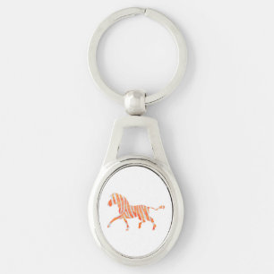 Porte-clés Zebra Orange et Silhouette blanche