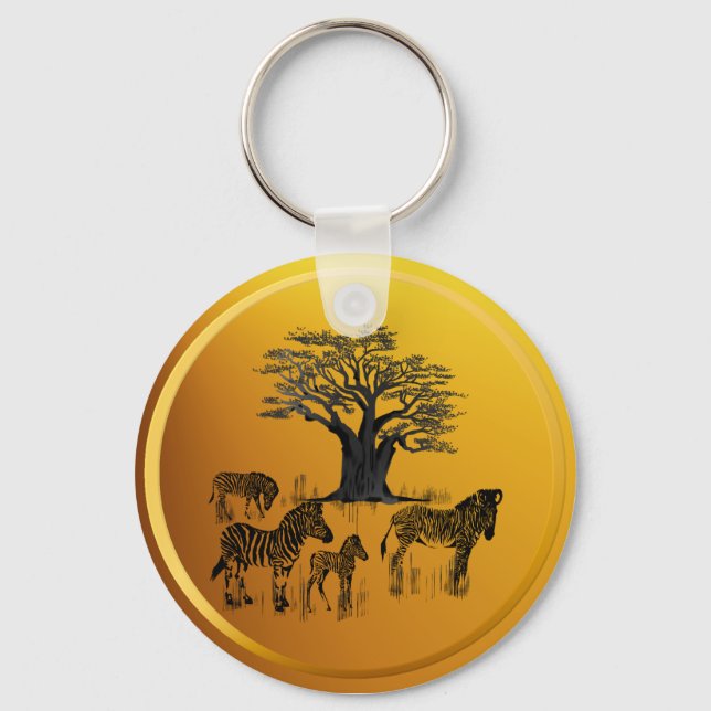 Porte-clés Zèbre et Porte - clé d'arbre du baobab (Recto)