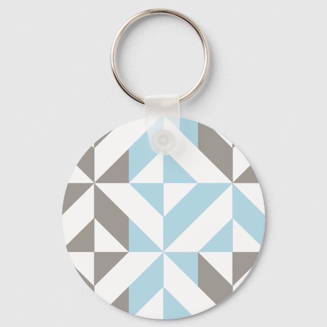 Porte-clés ZigZag géométrique bleu et argent (Recto)