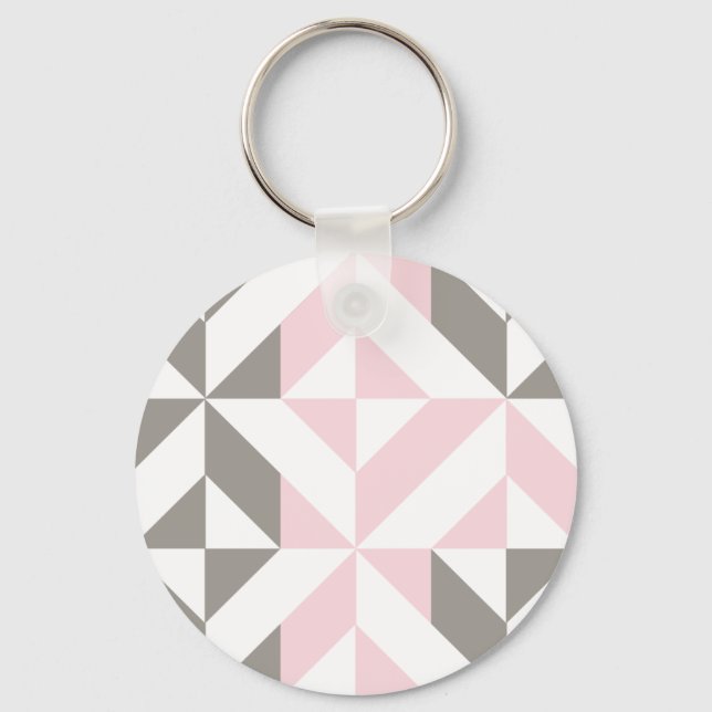 Porte-clés ZigZag géométrique rose et argent (Recto)