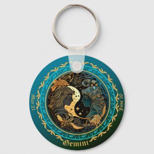 Porte-clés Zodiac Gemini NOM DE LA Personnaliser, DATE