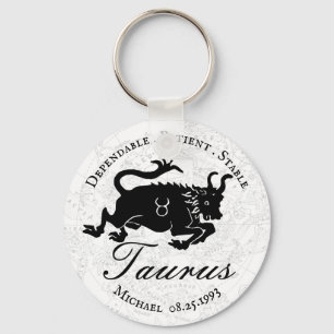 Porte-clés Zodiac Taurus noir blanc astrologie Traits personn