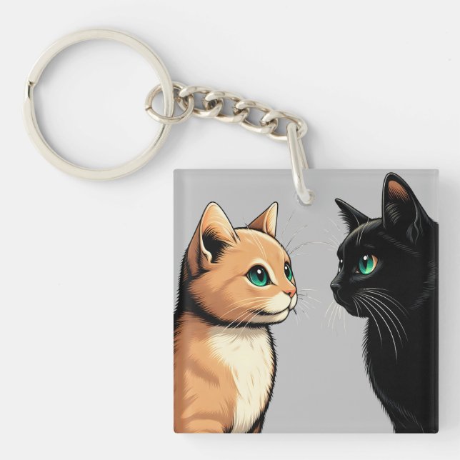 Porte-clés Zonage de chat noir - Drôle Kitten meme (Devant)