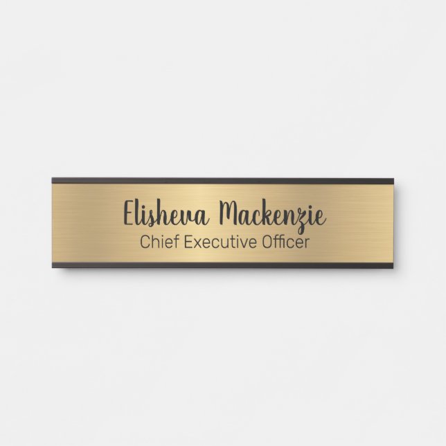 Porte de bureau Faux Gold Signes Nom Plaque (Devant)