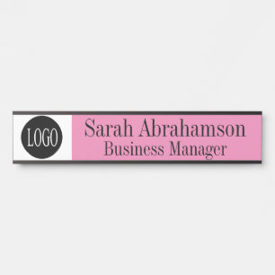 Porte de bureau rose Longue 10" Plaque de nom