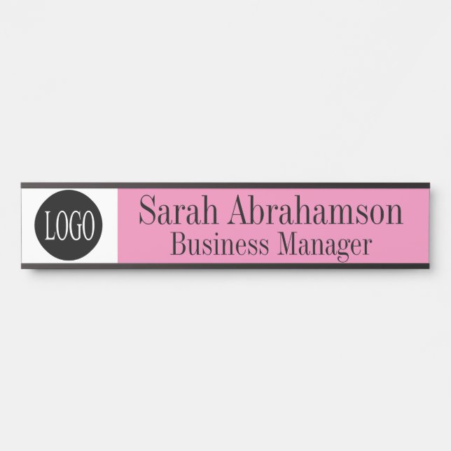 Porte de bureau rose Longue 10" Plaque de nom (Devant)