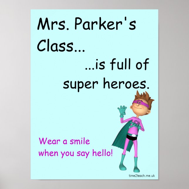Porte de classe Poster / signe (Devant)