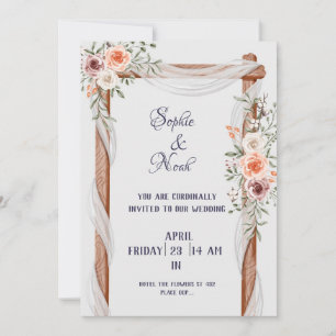 Porte de Faire-part de mariage de carte rose