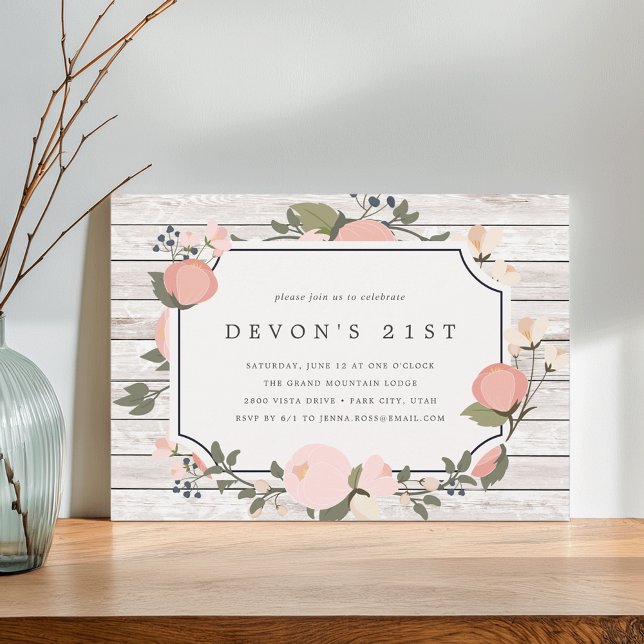 Porte de jardin | Blush Floral Invitation de fête  (Créateur téléchargé)