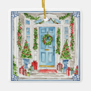 Porte de Noël Aquarelle Arbre de Noël Ornement