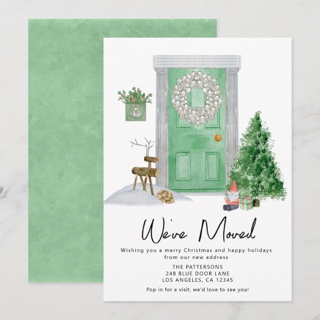 Porte de Noël Aquarelle Moteur Faire-part (Devant / Derrière)