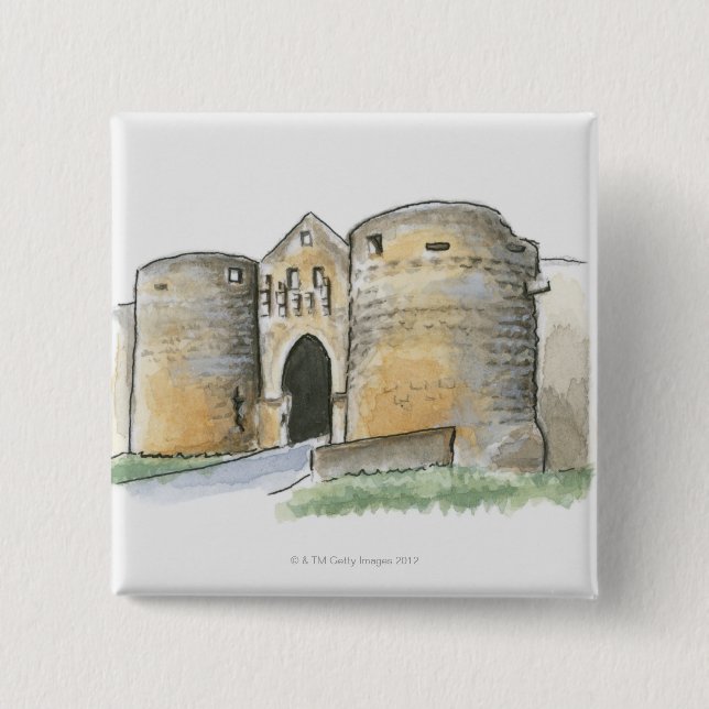 Porte des Tours, France 2 Inch Square Button (Front)